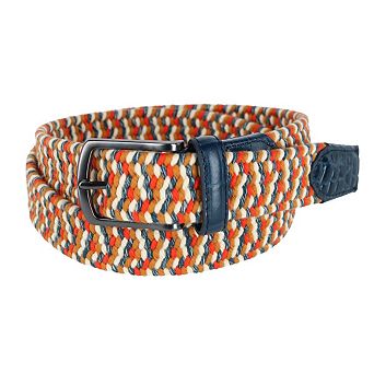 Mad Golfer Men's Mad Golfer Braided Elastic Belt With Croc Print Leather Tabs