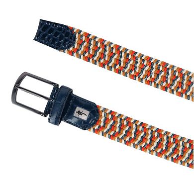 Mad Golfer Men's Mad Golfer Braided Elastic Belt With Croc Print Leather Tabs