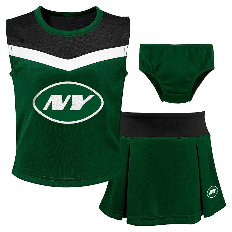 Girls Preschool Green New York Jets Spirit Cheerleader Two-Piece Set with Bloomers, Girl's, Size: 5/6T