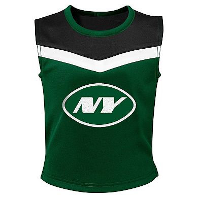 Girls Preschool Green New York Jets Spirit Cheerleader Two-Piece Set with Bloomers
