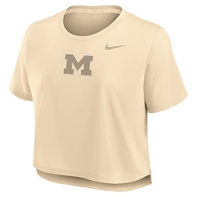 Women's Nike Tan Michigan Wolverines Performance Cropped T-Shirt
