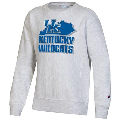Youth Champion Heather Gray Kentucky Wildcats Reverse Weave Pullover Sweatshirt