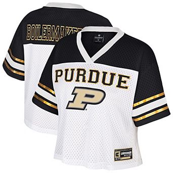 Women's Colosseum White Purdue Boilermakers Treasure Cropped Football Jersey