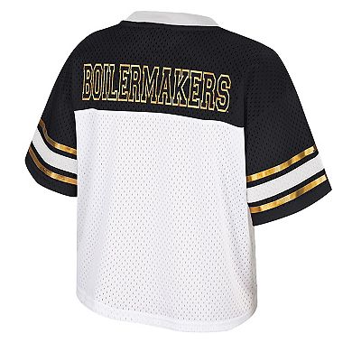 Women's Colosseum White Purdue Boilermakers Treasure Cropped Football Jersey