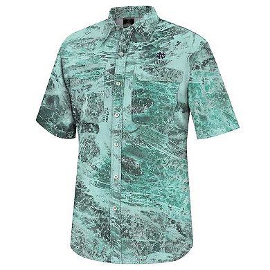Men's Colosseum Green Notre Dame Fighting Irish Realtree Aspect Charter Full-Button Fishing Shirt