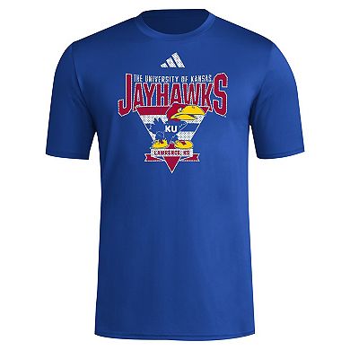 Men's adidas Royal Kansas Jayhawks 2024 Locker Trilateral Pre-Game T-Shirt