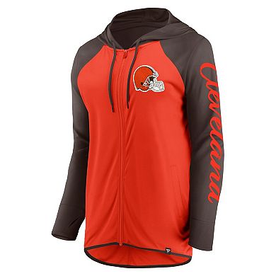 Women's Fanatics Orange/Brown Cleveland Browns Script Full-Zip Hoodie