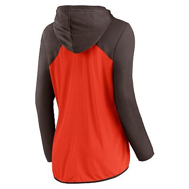 Women's Fanatics Orange/Brown Cleveland Browns Script Full-Zip Hoodie