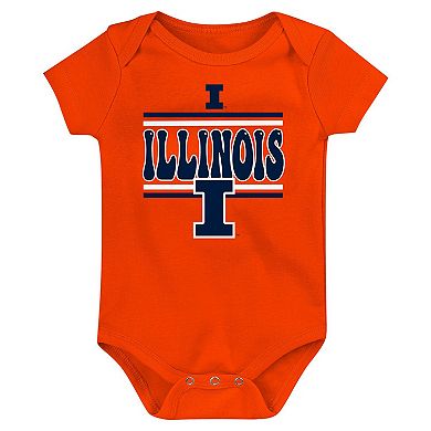 Newborn Navy Illinois Fighting Illini Sunday Comics 3-Pack Bodysuit Set