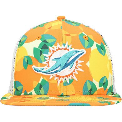 Men's New Era Orange Miami Dolphins Citrus 9FIFTY Trucker Snapback Hat