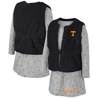 Girls Toddler Colosseum Black Tennessee Volunteers Meowing Vest & Dress Set