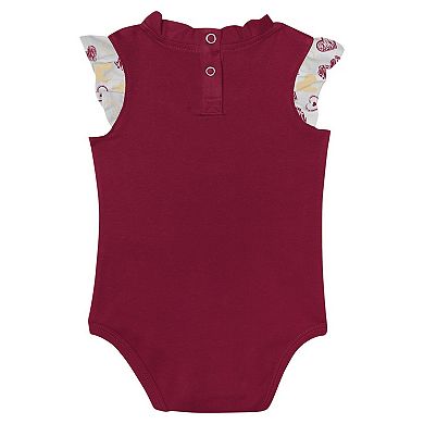 Girls Newborn Garnet Florida State Seminoles Happy Hearts 2-Pack Bodysuit Set
