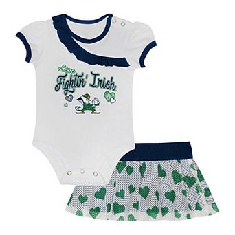 Girls Newborn & Infant Notre Dame Fighting Irish Two-Piece Love My Team Bodysuit & Skirt Set