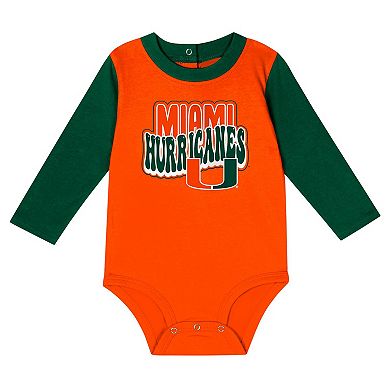 Infant Hunter Green Miami Hurricanes Double Up Long Sleeve Bodysuit & Pant Set