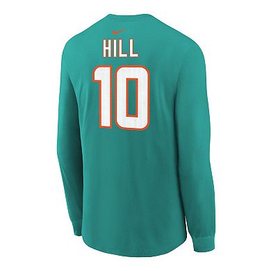 Youth Nike Tyreek Hill Aqua Miami Dolphins Player Name & Number Long Sleeve T-Shirt
