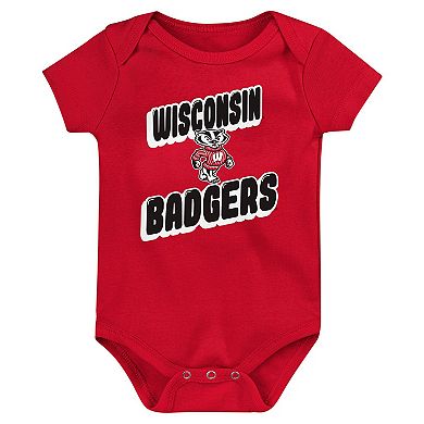 Newborn Red Wisconsin Badgers Sunday Comics 3-Pack Bodysuit Set