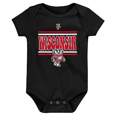 Newborn Red Wisconsin Badgers Sunday Comics 3-Pack Bodysuit Set