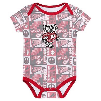 Newborn Red Wisconsin Badgers Sunday Comics 3-Pack Bodysuit Set