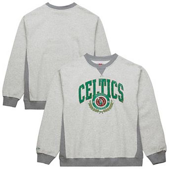 Men's Mitchell & Ness Heather Gray Boston Celtics Vintage Logo Pullover Sweatshirt