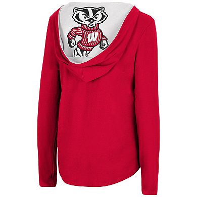 Women's Colosseum Red Wisconsin Badgers Catalina Hoodie Long Sleeve T-Shirt