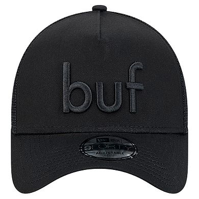 Men's New Era Black Buffalo Bills Domain 9FORTY A-Frame Trucker Adjustable Hat