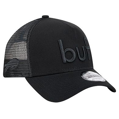Men's New Era Black Buffalo Bills Domain 9FORTY A-Frame Trucker Adjustable Hat