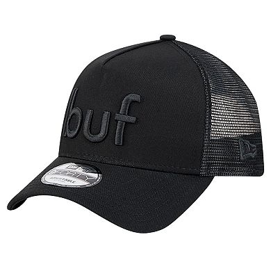 Men's New Era Black Buffalo Bills Domain 9FORTY A-Frame Trucker Adjustable Hat