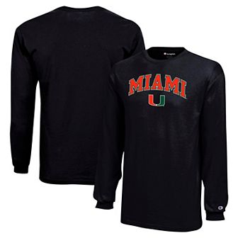 Youth Champion Black Miami Hurricanes Arch Over Logo Long Sleeve T-Shirt