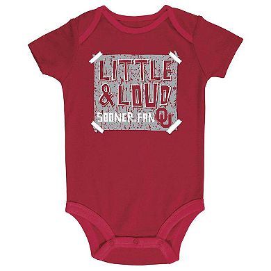Infant Champion Crimson/Gray/White Oklahoma Sooners 3-Pack Bodysuit Set