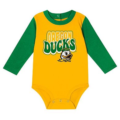 Infant Green Oregon Ducks Double Up Long Sleeve Bodysuit & Pant Set
