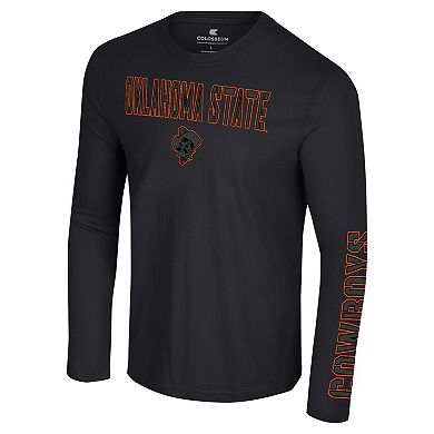Men's Colosseum Black Oklahoma State Cowboys Color Pop Active Blend 2-Hit Long Sleeve T-Shirt