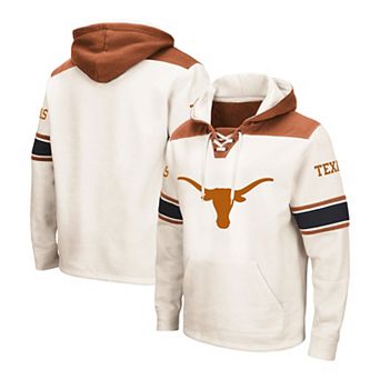 Men's Colosseum Cream Texas Longhorns Big & Tall Hockey Lace-Up Pullover Hoodie