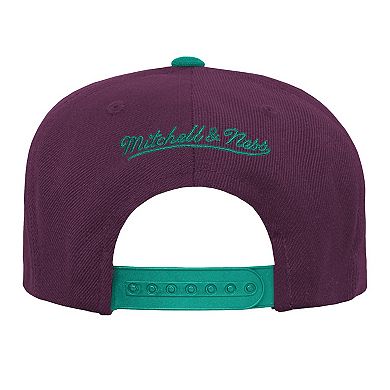 Youth Mitchell & Ness Maroon/Green Anaheim Ducks Core Team Two-Tone Snapback Hat