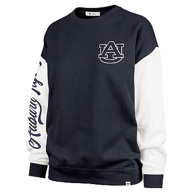 Women's '47 Navy Auburn Tigers Double Header Rise Andie Pullover Sweatshirt