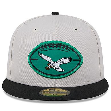 Men's New Era Stone/Black Philadelphia Eagles 2024 Sideline Historic 59FIFTY Fitted Hat