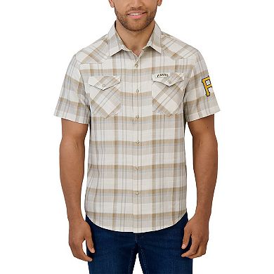 Men's Darius Rucker Collection by Fanatics Gray Pittsburgh Pirates Plaid Full-Snap Shirt