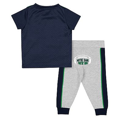 Infant Colosseum Navy/Heather Gray Notre Dame Fighting Irish Ka-Boot-It Jersey & Pants Set