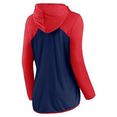 Women's Fanatics Navy/Red Atlanta Braves Script Sleeve Full-Zip Hoodie