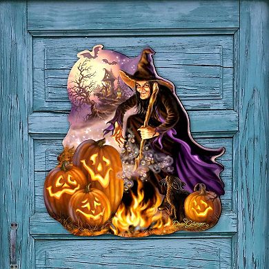 All Hallows Eve Holiday 23-Inch Handcrafted Wooden Door Hanger & Wall Art by D. Gelsinger
