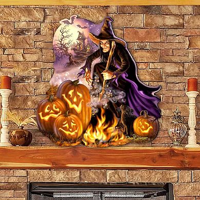 All Hallows Eve Holiday 23-Inch Handcrafted Wooden Door Hanger & Wall Art by D. Gelsinger