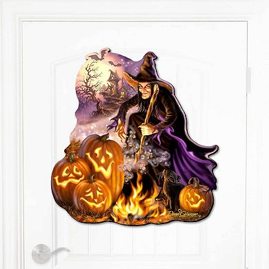 All Hallows Eve Holiday 23-Inch Handcrafted Wooden Door Hanger & Wall Art by D. Gelsinger