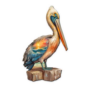 24-Inch Coastal Pelican Outdoor Door Handcrafted Wooden Porch Decor by G. DeBrekht