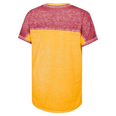 Girls Youth Cardinal USC Trojans Up for Anything Colorblock Dolman V-Neck T-Shirt