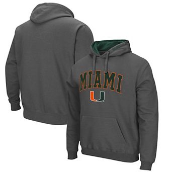 Men's Colosseum Charcoal Miami Hurricanes Arch & Logo 3.0 Pullover Hoodie