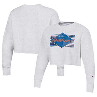 Women's Champion Heather Gray Florida Gators Reverse Weave Cropped Pullover Sweatshirt