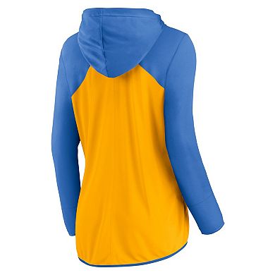 Women's Fanatics Gold/Powder Blue Los Angeles Chargers Script Full-Zip Hoodie