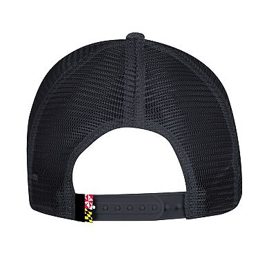 Men's Under Armour Black Maryland Terrapins 2024 Sideline Blitzing Trucker Adjustable Hat