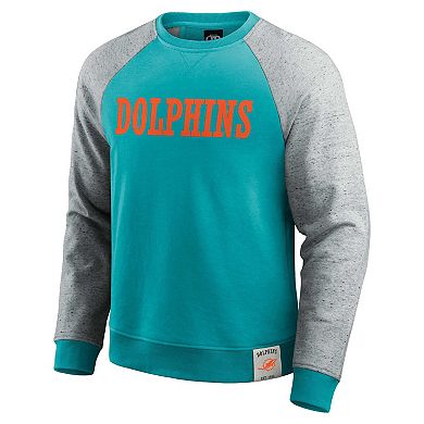Men's Darius Rucker Collection by Fanatics Heather Gray/Aqua Miami Dolphins Colorblock Pullover Sweatshirt