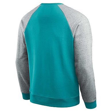 Men's Darius Rucker Collection by Fanatics Heather Gray/Aqua Miami Dolphins Colorblock Pullover Sweatshirt