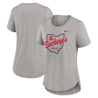 Women's Nike Heather Gray Ohio State Buckeyes Local Campus Location Mantra Tri-Blend T-Shirt